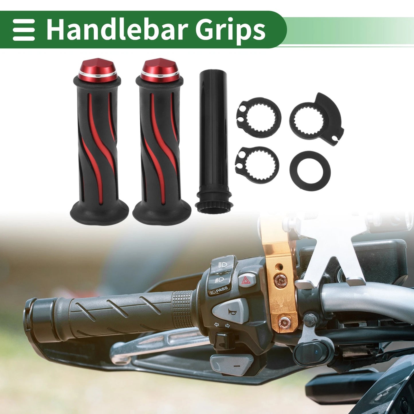 Grips 7/8" 22mm Handlebar Grips Cover Kit Red Curve Pattern