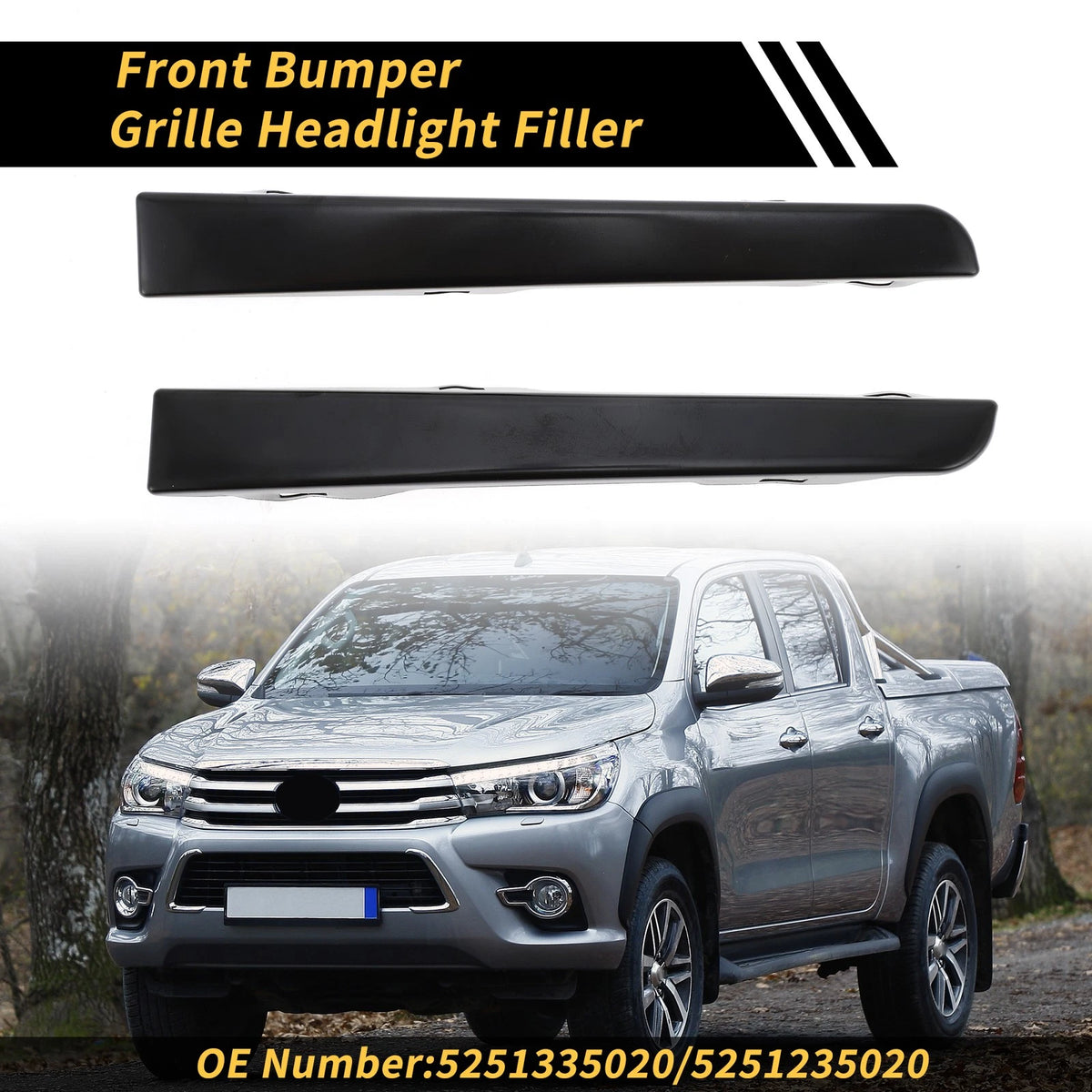 Front Bumper Grille Headlight Filler for Toyota Tacoma 4WD (2005-2023)
