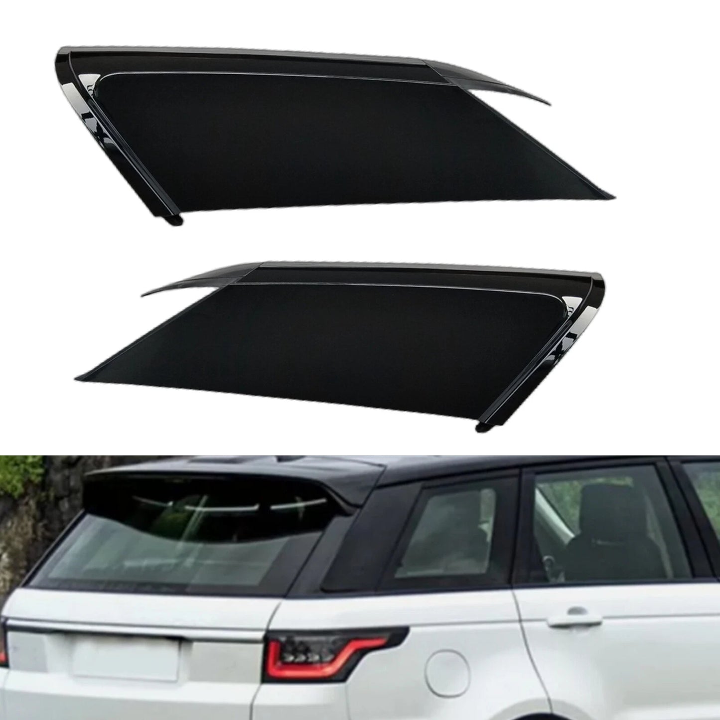 2 x Black Rear D Pillar Trim Covers for Land Rover Sport (2014-2022)