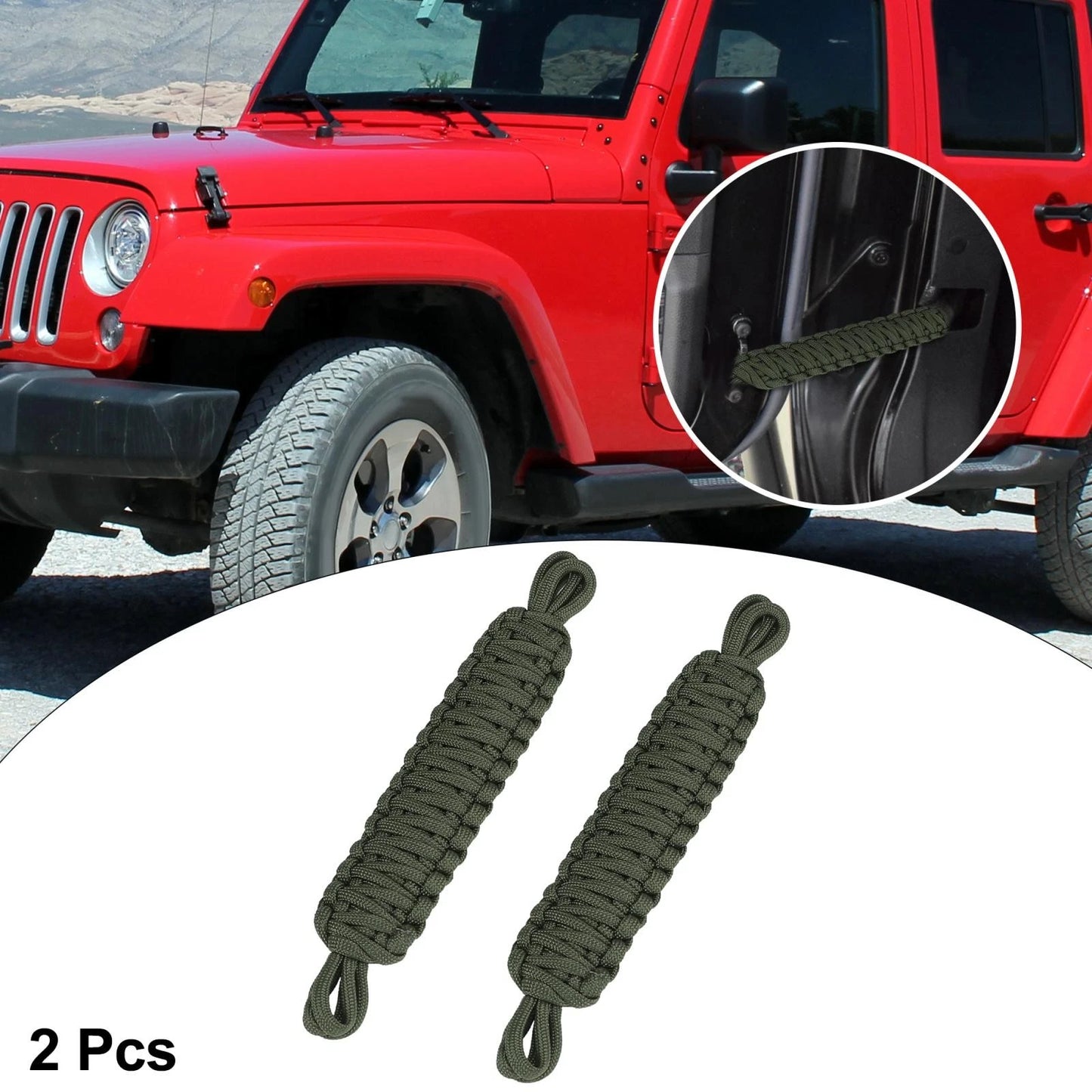 2 x Door Limiting Straps for Jeep Wrangler JK JL (1997-2021) Army Green