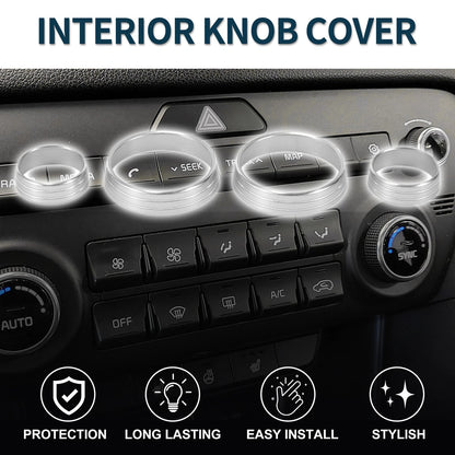 4 x Silver Tone Media Volume Switch Knob Cover Ring for Kia Sportage (2017-2023)