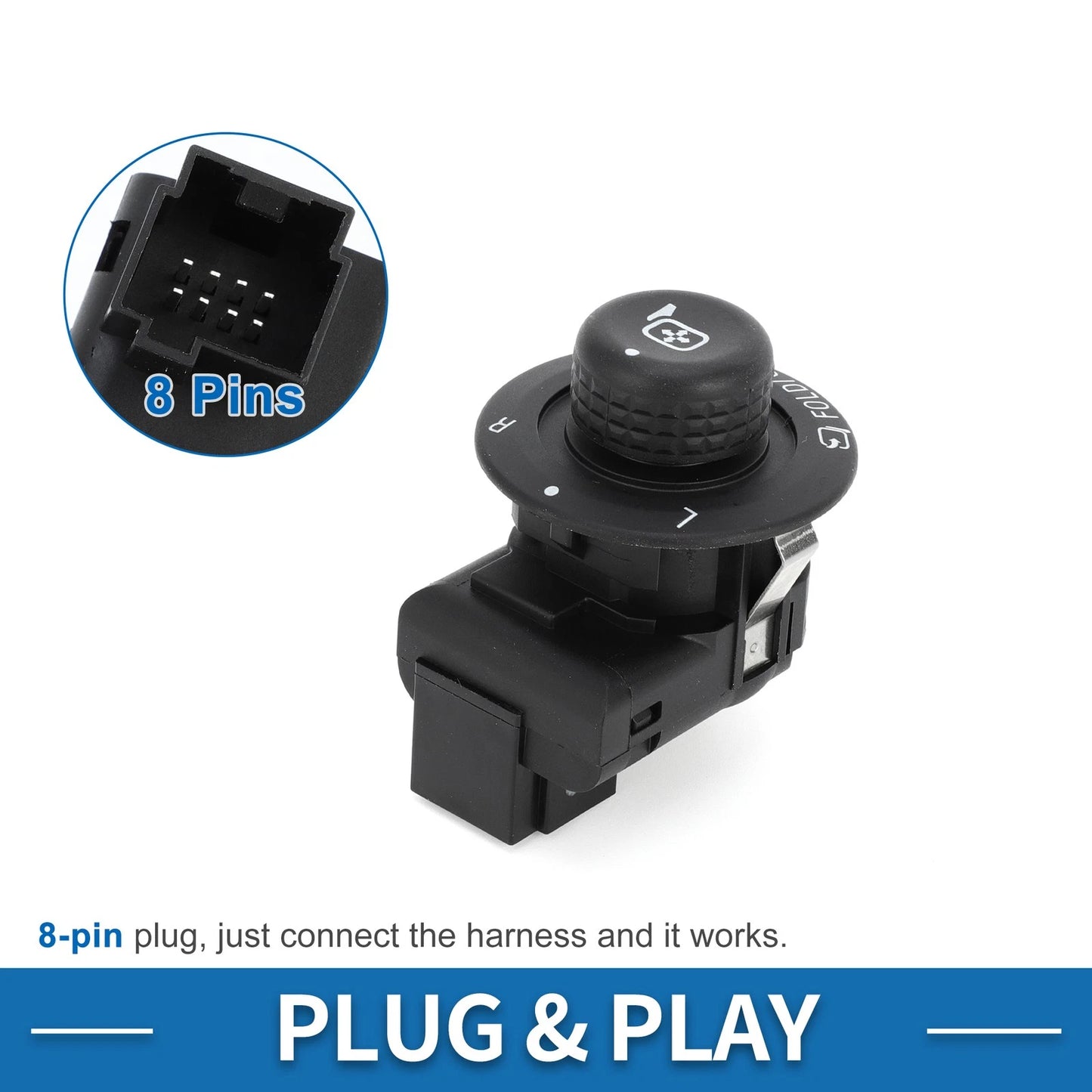 Car Mirror Switch for Ford Expedition, F-150, Plastic Black (2003-2006)