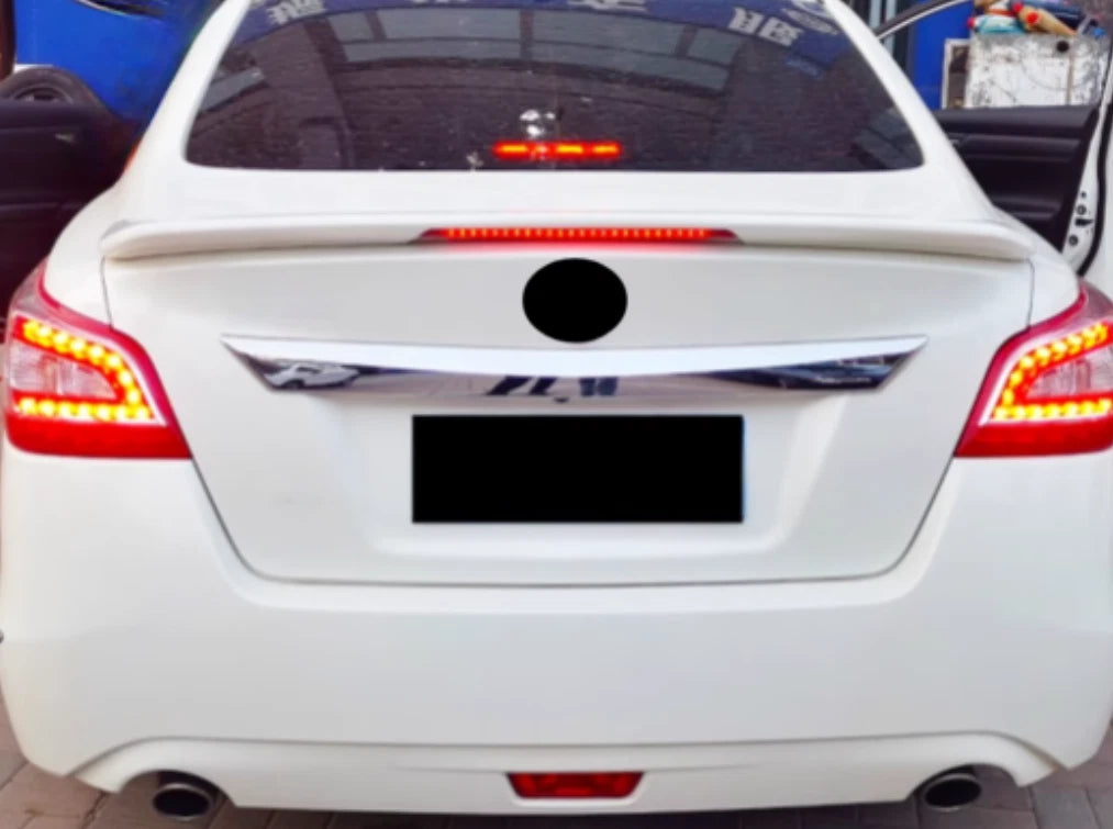 Pearl White Rear Trunk Spoiler with Light for Nissan Altima Sedan (2013-2015)