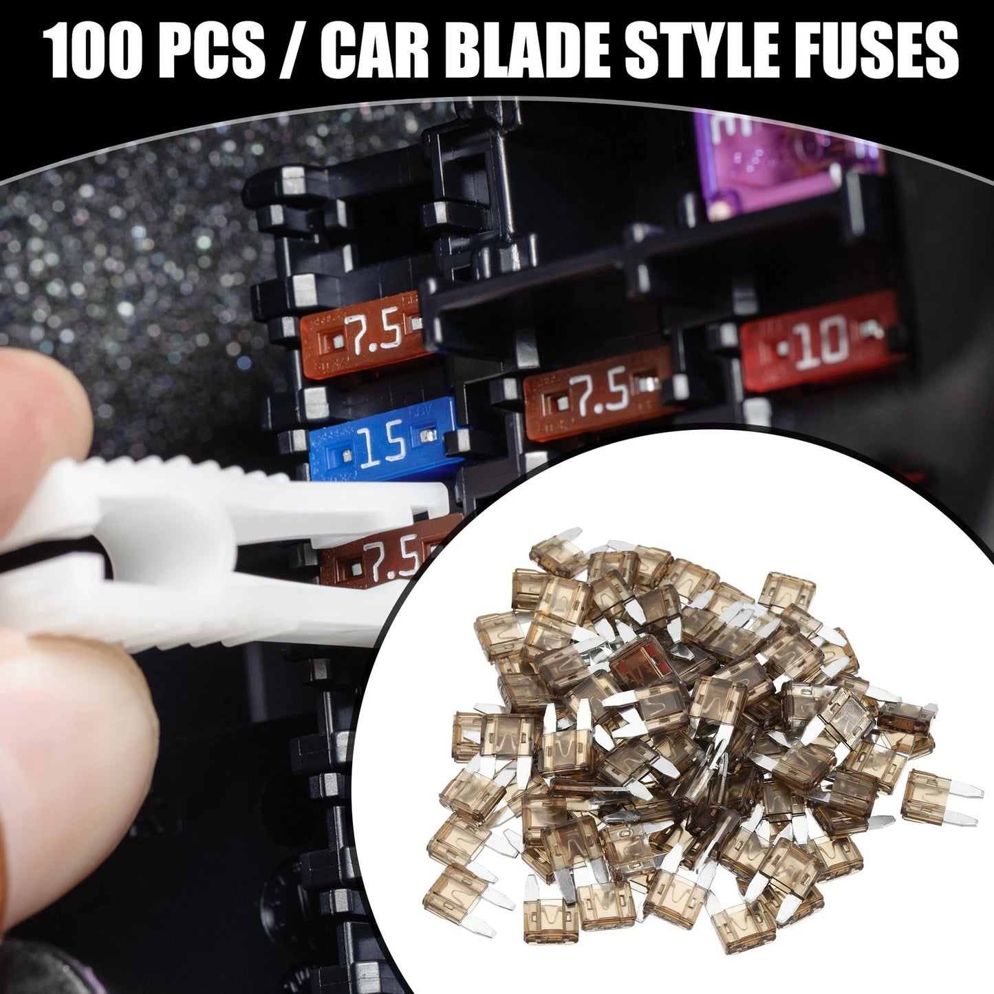 100pcs Mini 7.5AMP APM/ATM Blade Fuses for Car