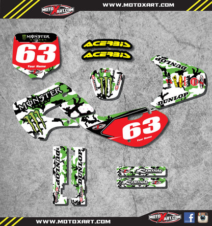 Custom Graphics Kit CAMO Style for Kawasaki KX 65 (2000-2025)