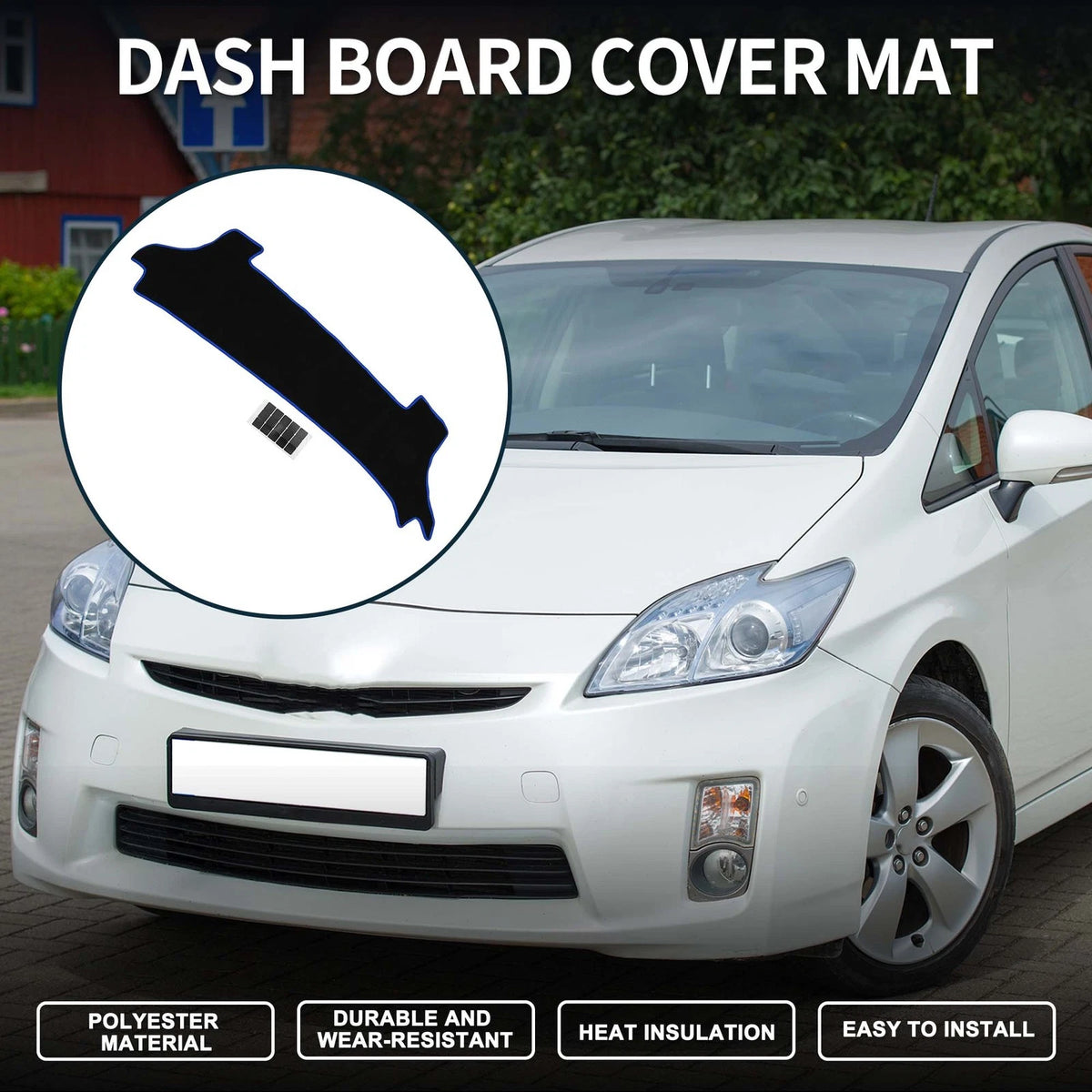 Dashboard Cover Mat for Toyota Prius (2023-2024) Black Blue 1 Set