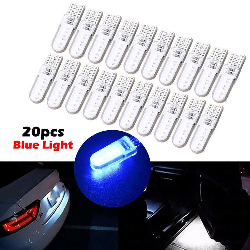 20 x T10 COB Blue LED License Plate Lights for Car 12V (194, 168, W5W)