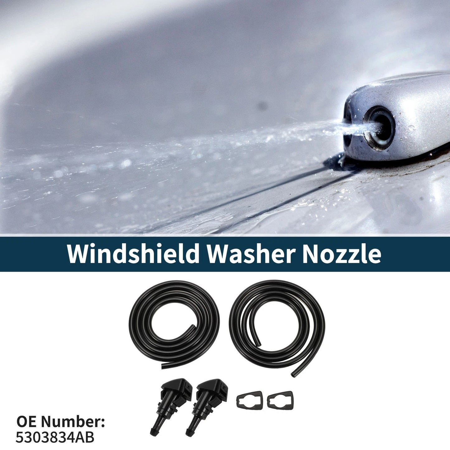 Windshield Washer Nozzle & Gasket, Fluid Hose for Jeep (2007-2018)