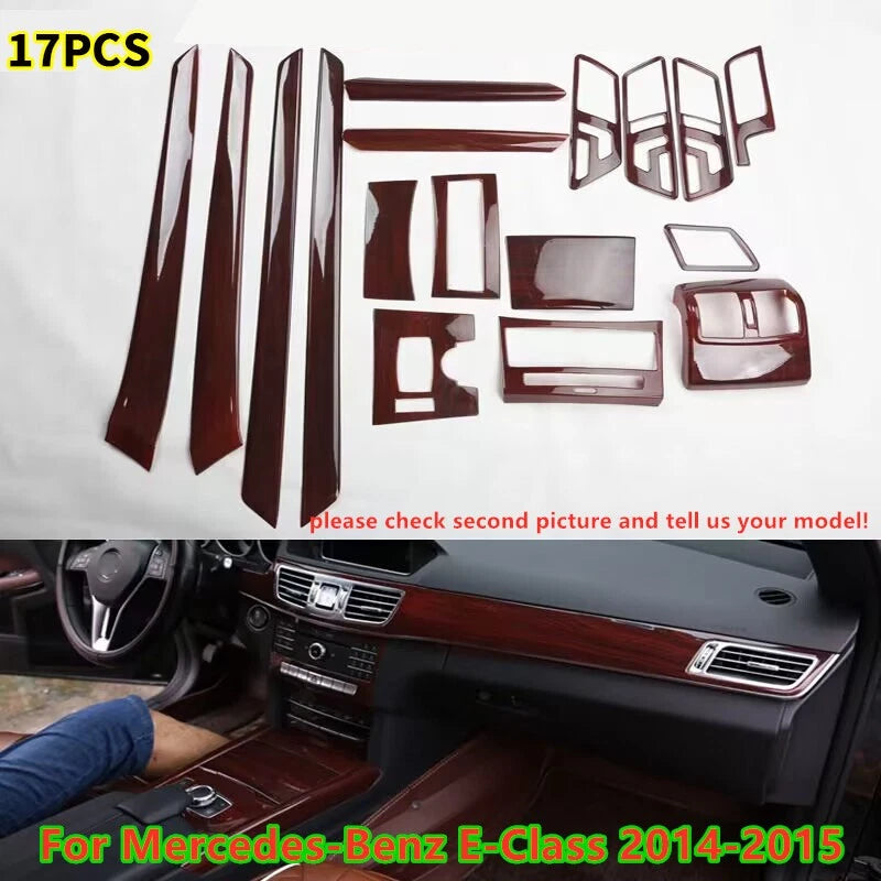 17X Wood Grain Interior Cover Trim Decor for Mercedes-Benz E-Class (2014–2015)