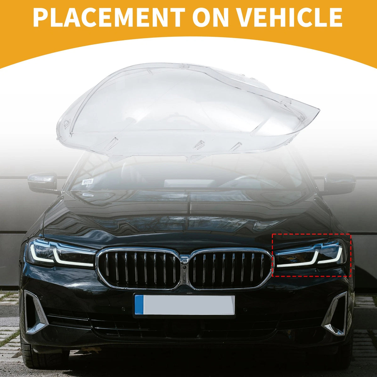 1 x Car Front Left Headlight Lens Cover for BMW X6 (2008-2014) Clear