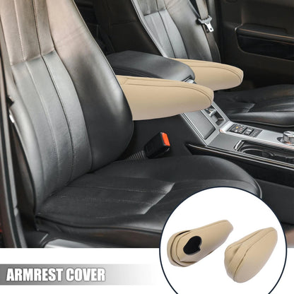 Car Seat Armrest Cover 2 x Microfiber Leather Beige for Toyota Sienna (2011-2018)