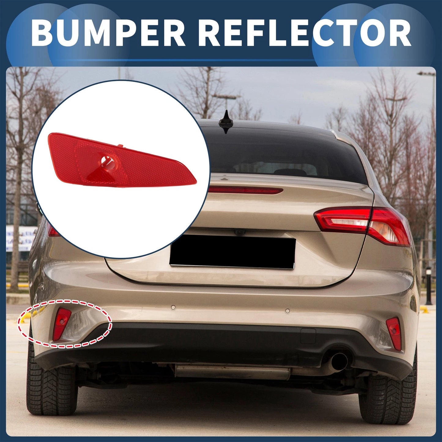 Bumper Reflector for Ford Focus MK4 Saloon Red (2018-2023) 1 x Rear Left