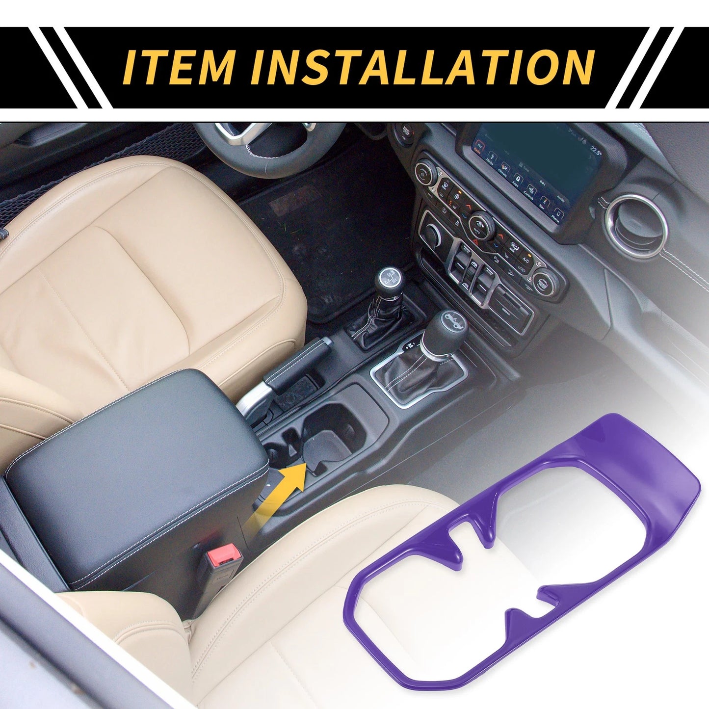 Cup Holder Cover Trim for Jeep Wrangler JL JLU (2018-2024) Purple 1 x Pc