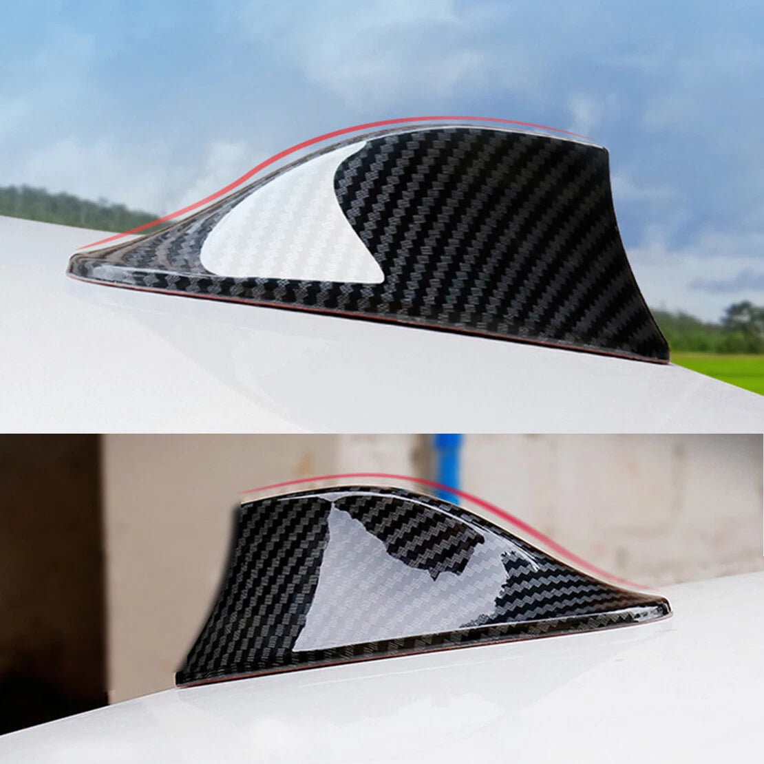 Carbon Fiber Dummy Shark Fin Antenna Cover for Radio FM/AM Decor Trim