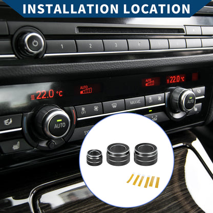 AC Radio Volume Control Knob Cover Ring for BMW F10 (2008-2015) 3 Pcs
