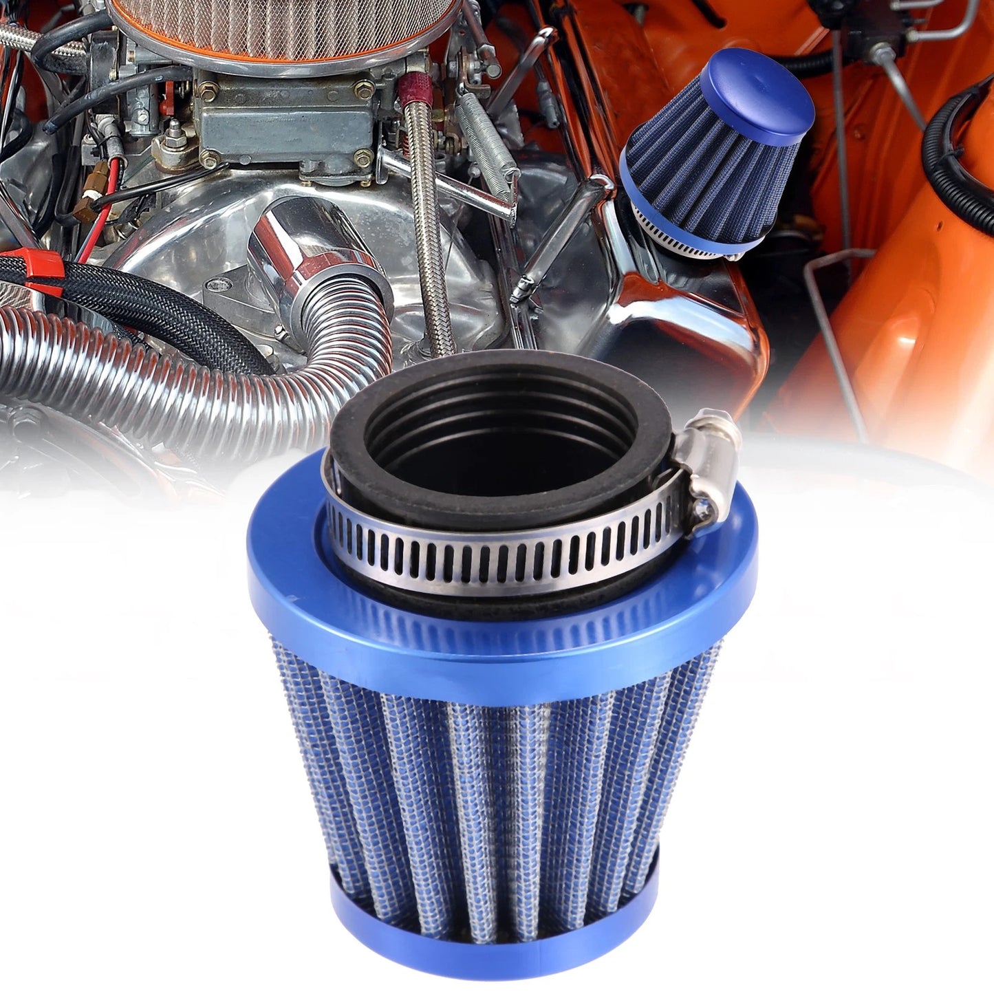 38mm Air Filter Cleaner Round Tapered Blue for Motorcycle