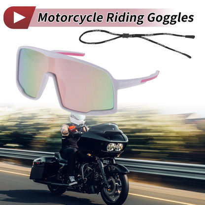 Motorcycle Riding Goggles Pink Lens White Pink Frame Triacetyl Cellulose PC