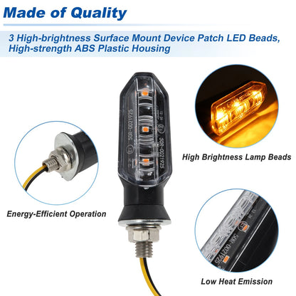 Motorcycle Turn Signal Assembly Blinkers with Bright White Housing