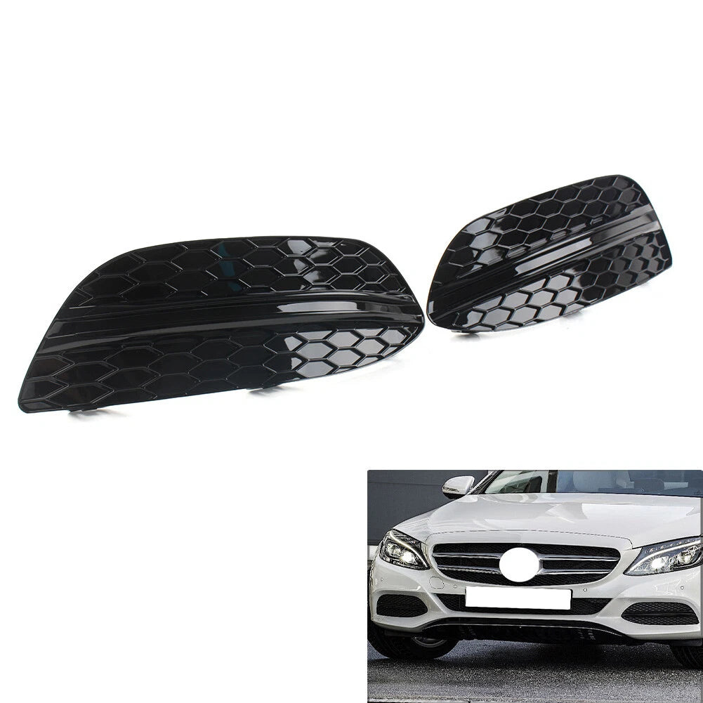 Fog Light Covers for Mercedes Benz C Class W205 C300 (2015-2018) Black