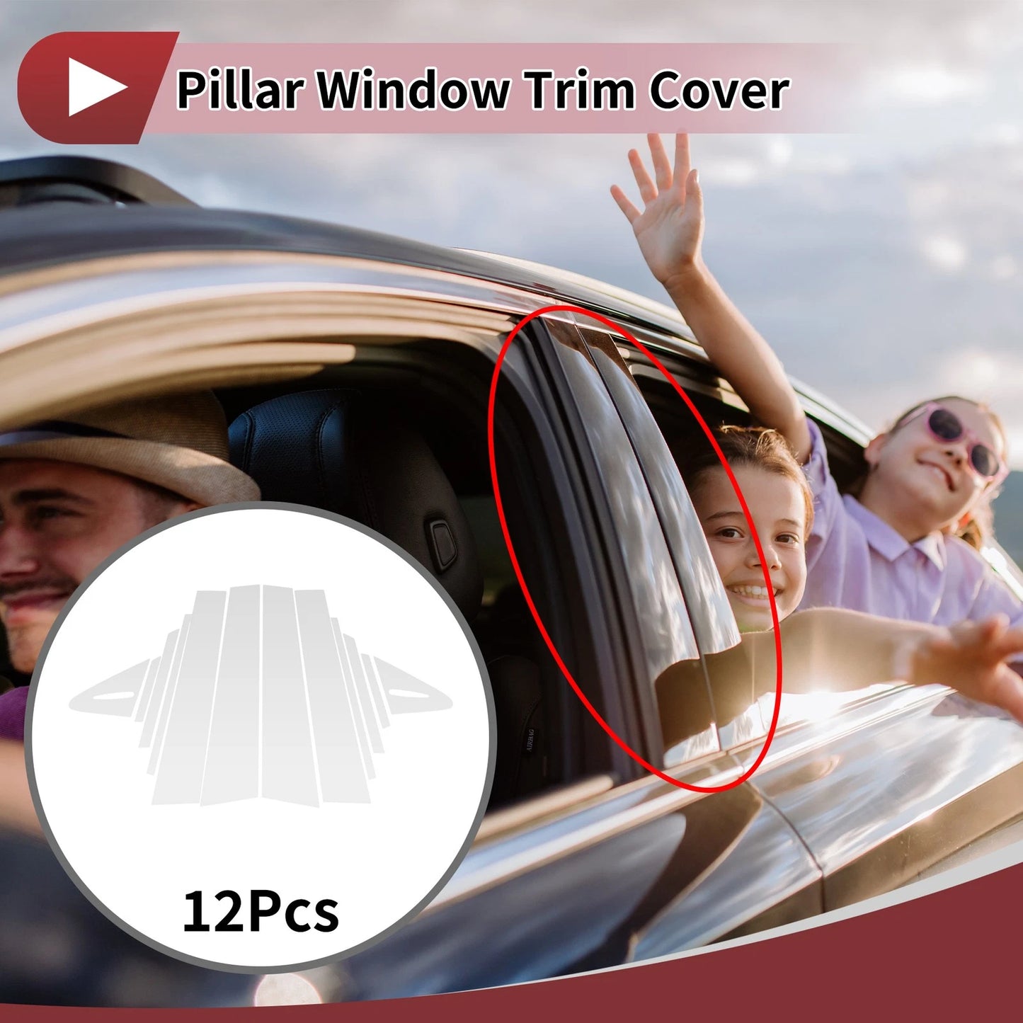 12 Pcs Car Door Pillar Trim for Toyota Corolla Hatchback (2019-2024)