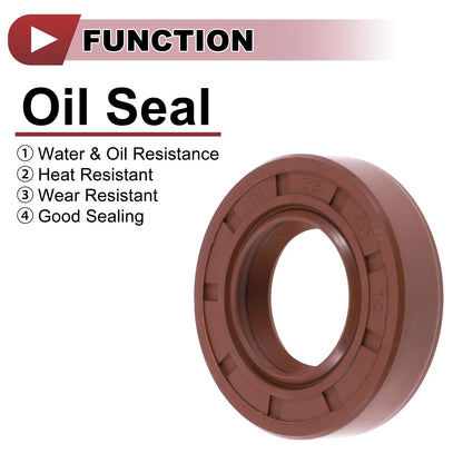Oil Seal 22x42x10mm Rotary Shaft Seal FKM Rubber Brown 2 x Pcs