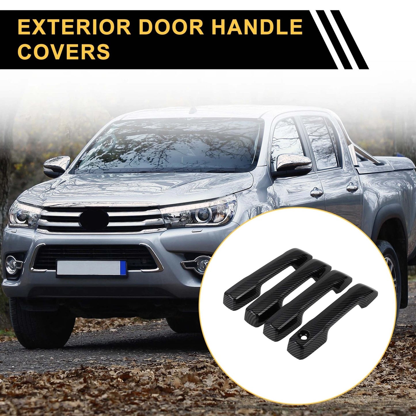 Car Exterior Door Handle Covers  for Toyota Tundra (2022) Carbon Fiber Black