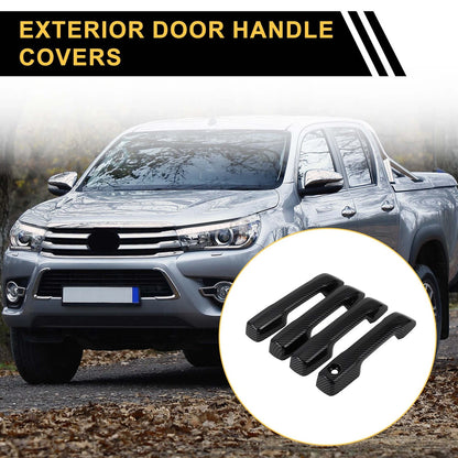 Car Exterior Door Handle Covers  for Toyota Tundra (2022) Carbon Fiber Black