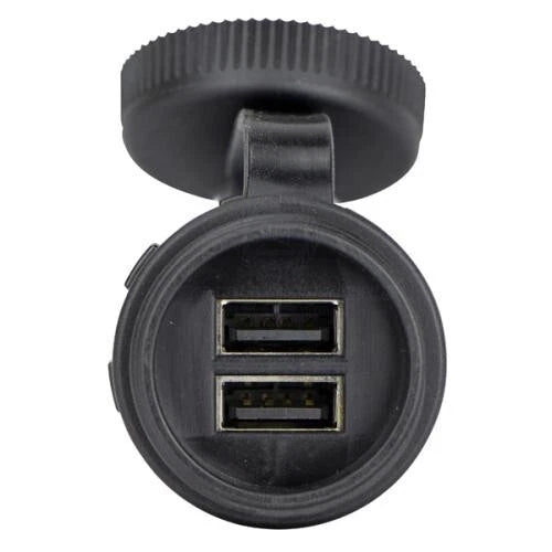 Power Socket Dual USB-A Flush Mount Black Waterproof Cover 12V/24V