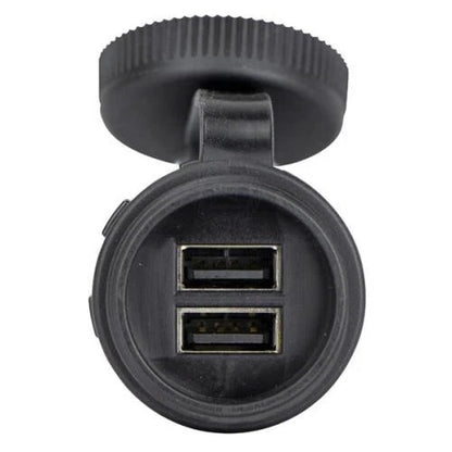Power Socket Dual USB-A Flush Mount Black Waterproof Cover 12V/24V