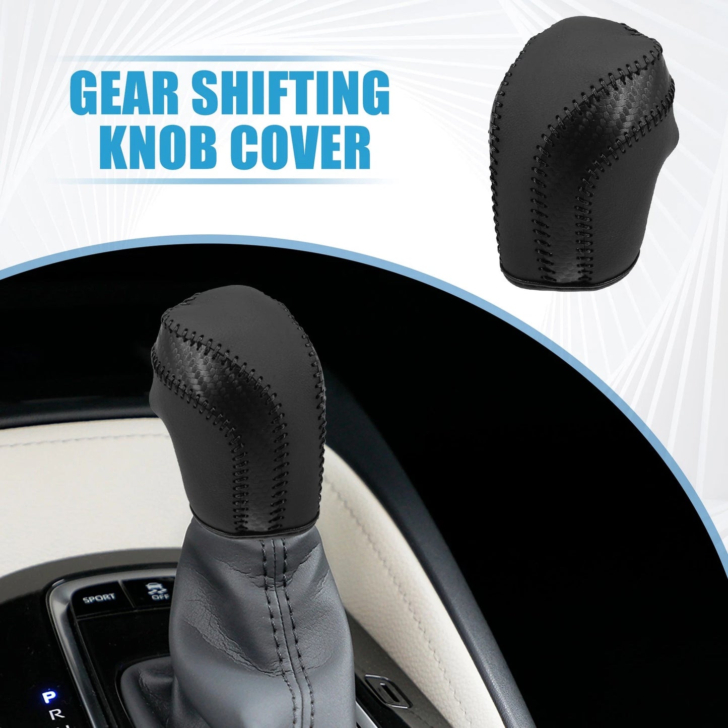 Gear Shifting Knob Cover Trim PU Leather Black for Toyota Camry (2018–2023)
