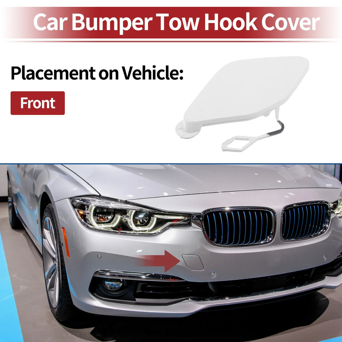 Front Car Bumper Tow Hook Cover for BMW 320i (2016-2018) - White 1 x Cover