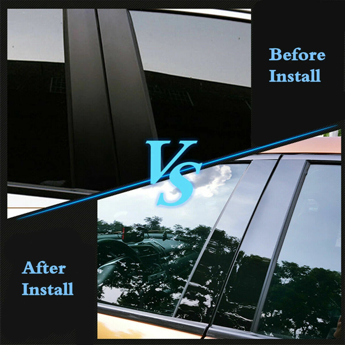 6 x Pillar Posts Door Trim Black Covers for Dodge Charger (2006–2010)