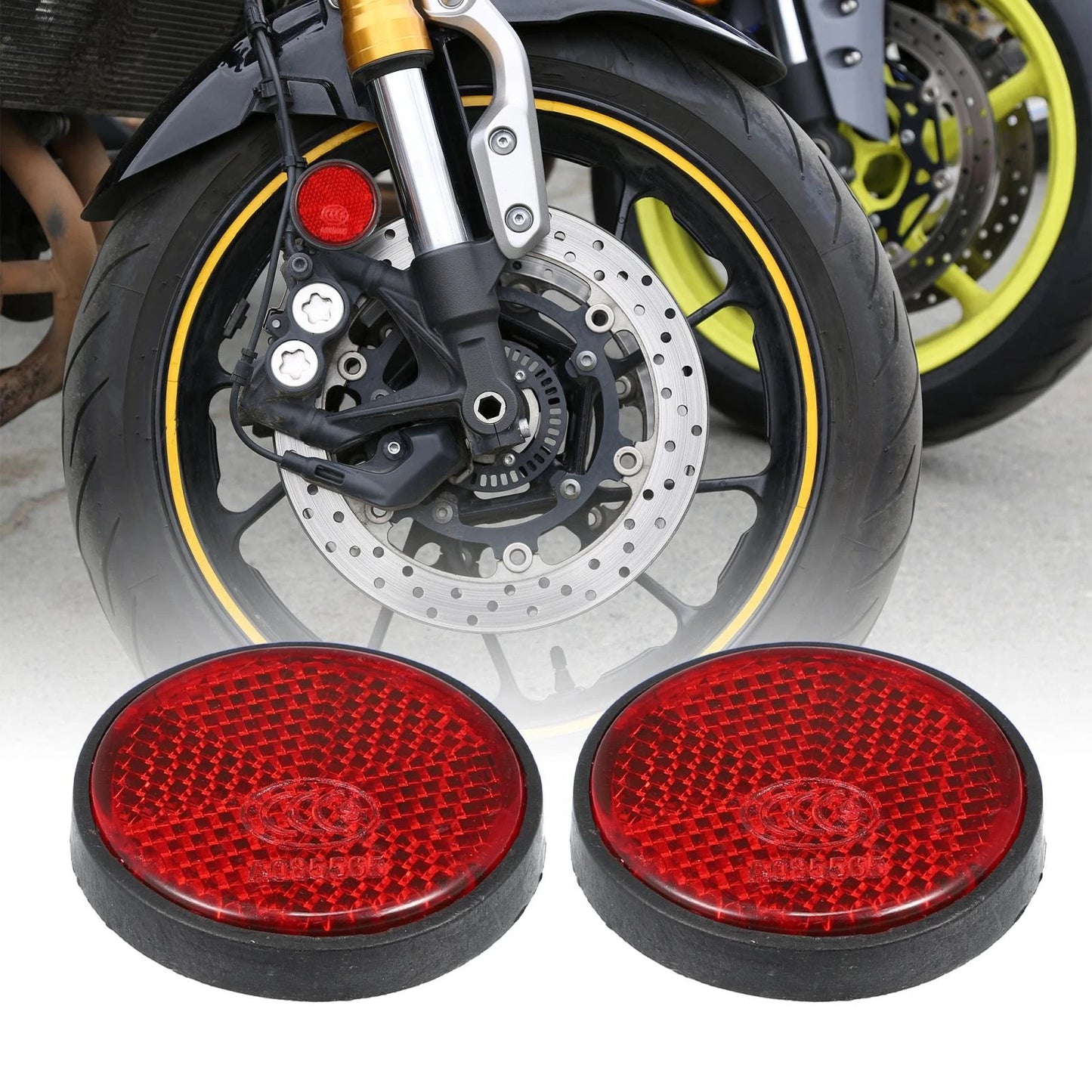 6pcs Motorcycle M6x1.0 Red Universal Screw Mount Round Warning Reflector 44.5mm