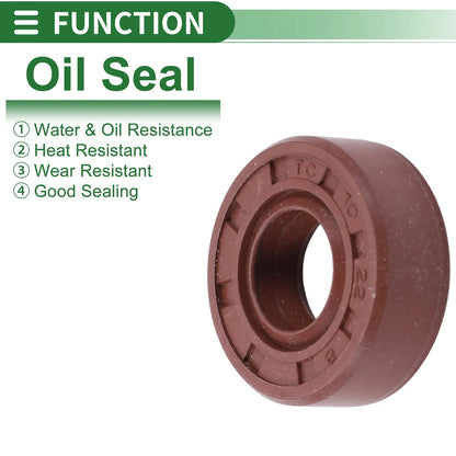 Oil Seal / 5 pcs 10x22x8mm / Rotary Shaft Seal Fluorine Rubber
