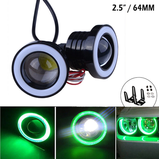 2 x 2.5" COB Fog Light Projector Car Lamp Halo Angel Eyes LED for Universal