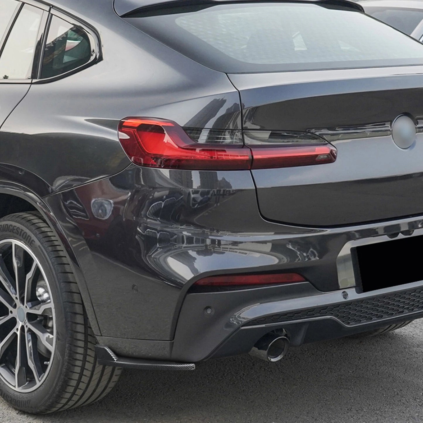 2 x Rear Bumper Side Splitter Trim for BMW X4 G02 M Sport (2018-2021) Gloss Black