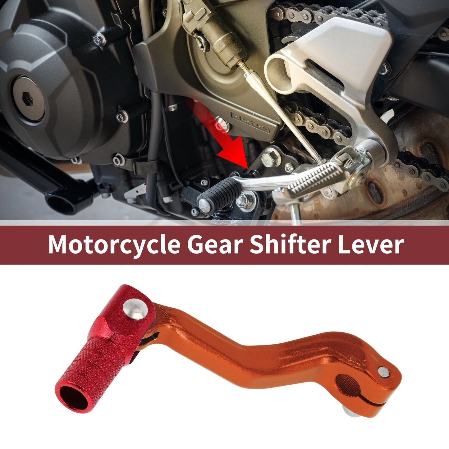 Folding Gear Shifter Lever / Orange-Red Head for Kayo T2