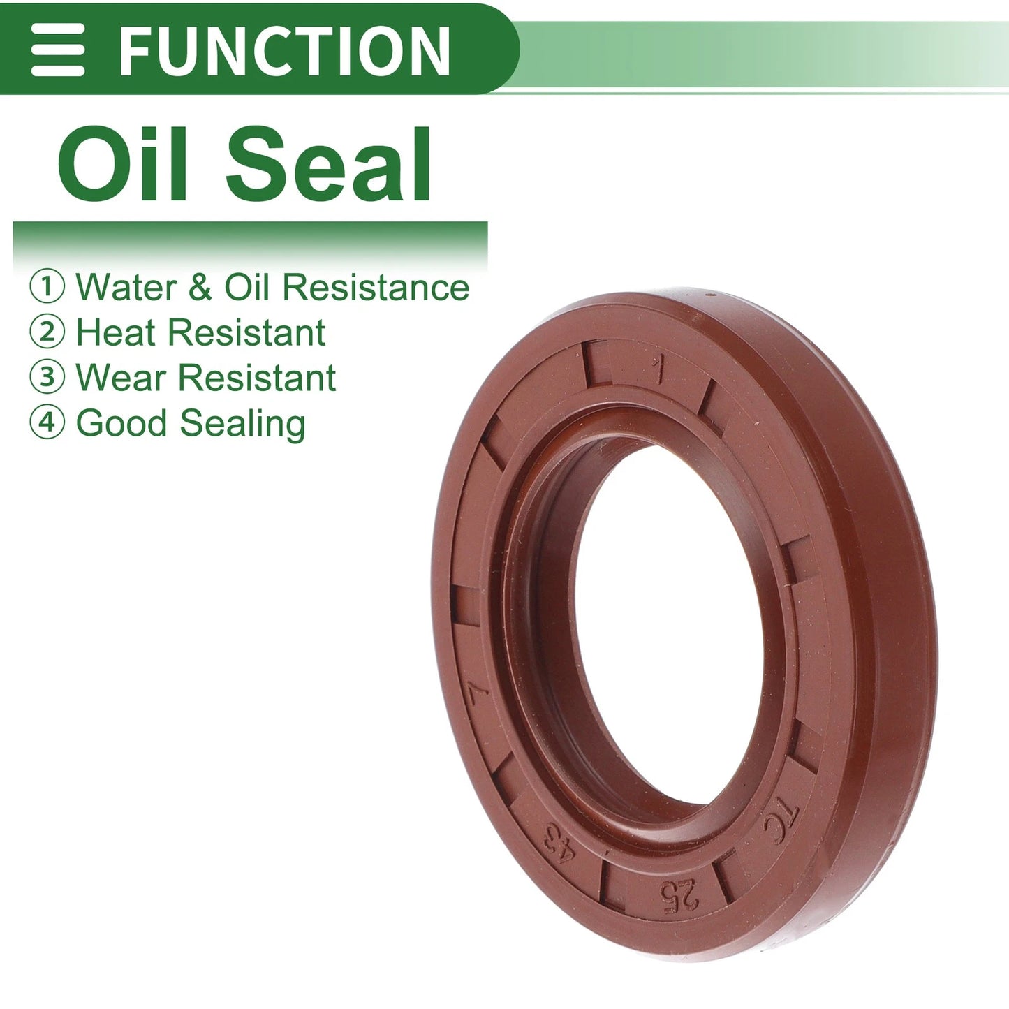 Oil Seal 25x43x7mm 5Pcs Seal Ring Rotary Shaft Seal FKM Rubber for MakeModel