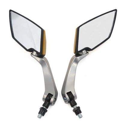 Pair 2 x Gold Tone Black Plastic Rearview Side Mirrors 8mm for Motorcycle