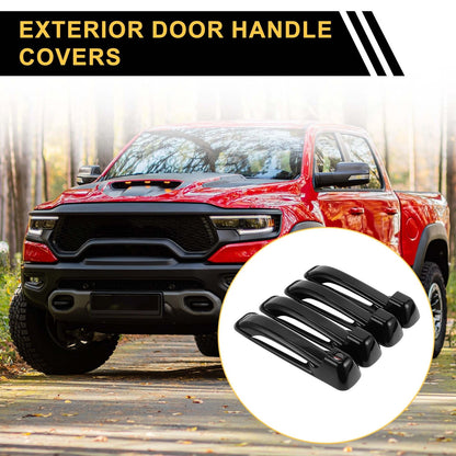 4pcs Exterior Door Handle Cover for Dodge Ram 1500 ABS Black (2009-2018)