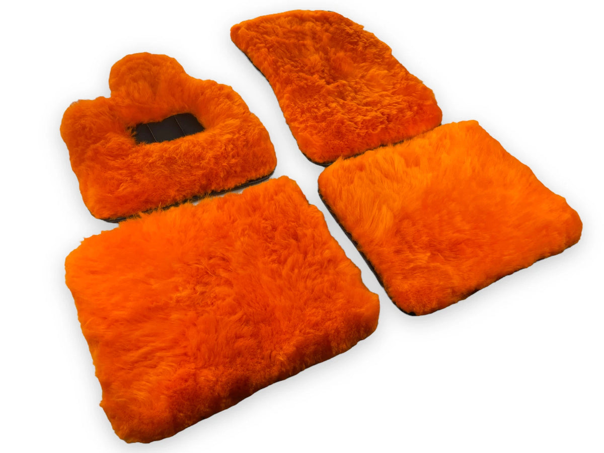 Orange Genuine Sheepskin Floor Mats for Rolls Royce Cullinan (2019-2024)