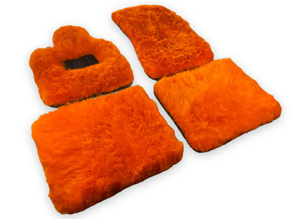 Orange Genuine Sheepskin Floor Mats for Rolls Royce Cullinan (2019-2024)