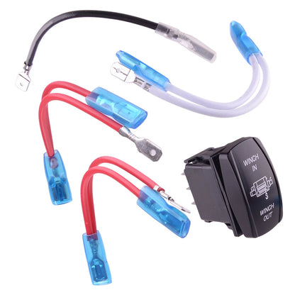 7PIN Blue LED Rocker Toggle Switch for Winch In/Out 12V-24V