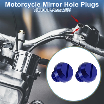 Left Hand M10x1.25 Motorcycle Mirror Hole Plugs Screws Blue for Motorcycle