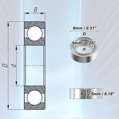 5 Pcs 5x8x2.5mm SMR85ZZ Car Single Row Deep Groove Ball Bearings for Car