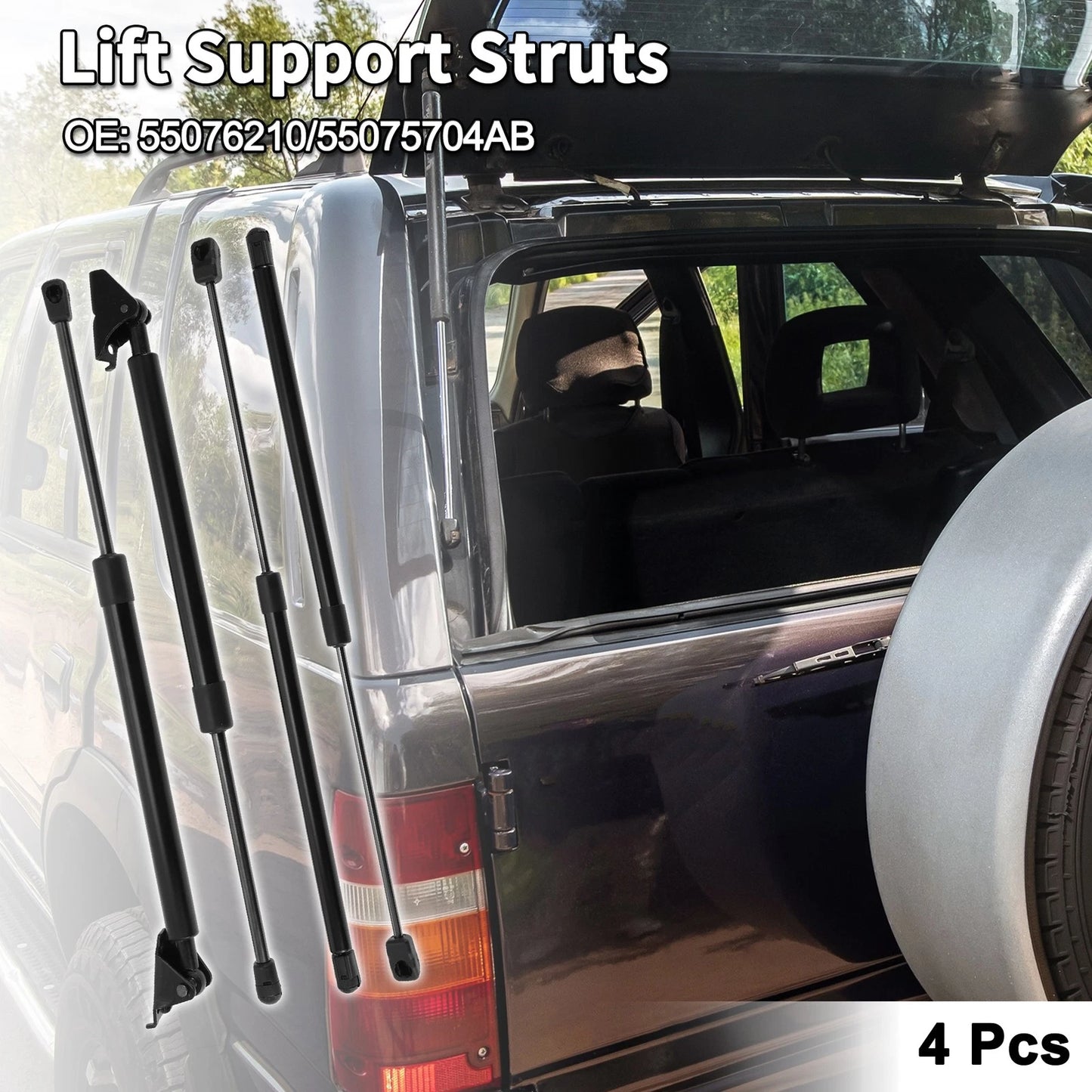 Rear Window Glass & Tailgate Lift Supports for Jeep Grand Cherokee ZJ (1993-1998)