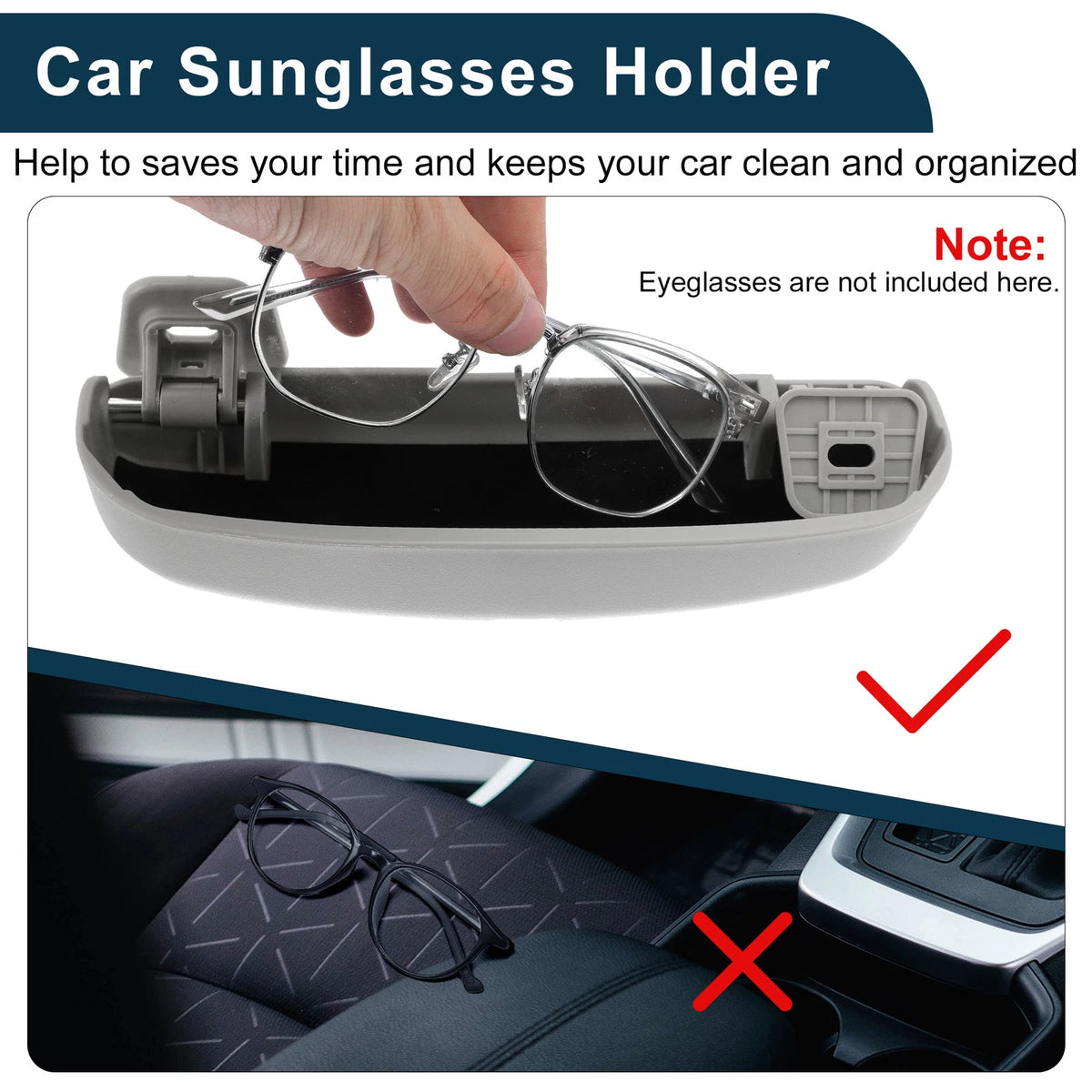 Sunglasses Case for Ford Everest 2015-2021 Eyeglasses Holder Storage Box Grey