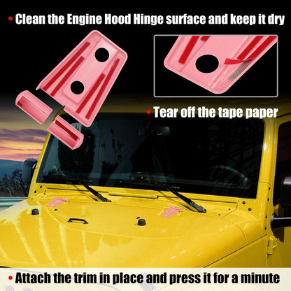 2 x Engine Hood Hinge Covers for Jeep Wrangler 2-Door/4-Door (2007-2018)