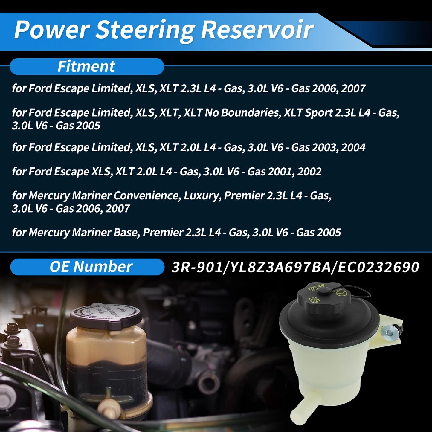 Power Steering Fluid Reservoir for Ford Escape (2003-2007)