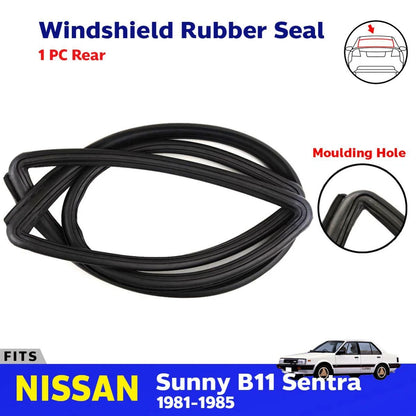 Windshield Rubber Rear w Moulding Hole Fits Nissan Sentra Sunny B11 4D 1981-85